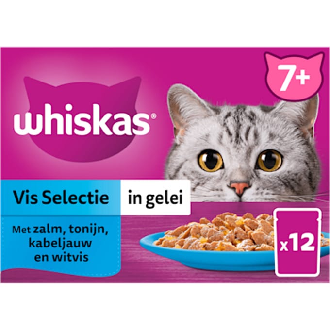 Whiskas 7+ Vis Selectie in Gelei Maaltijdzakjes Multipack - 12 x 85 gr