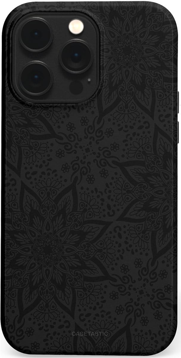 Casetastic hoesje geschikt voor Apple iPhone 14 Pro Max - MagSafe - Dubbellaagse bescherming - Mandala stijl - Fashion Case - Zwart