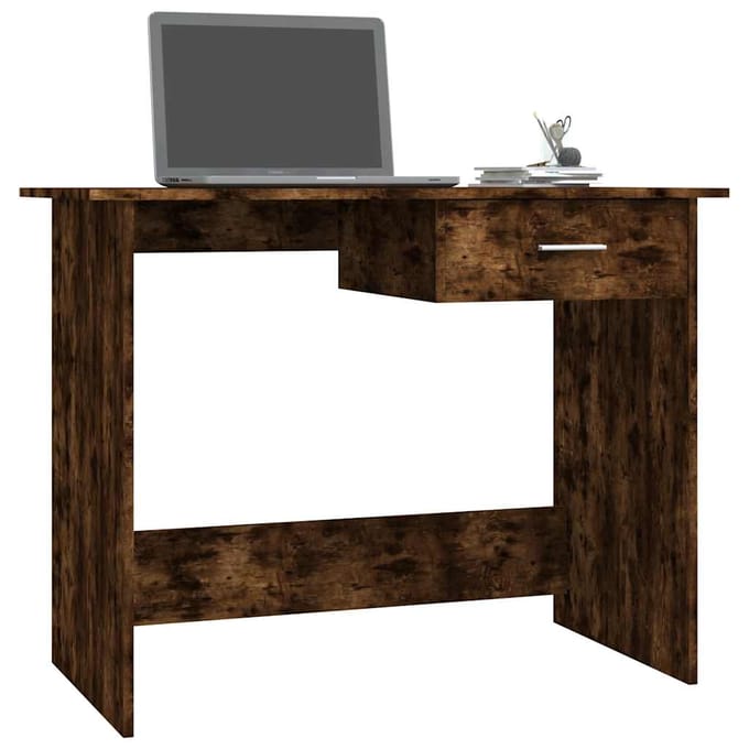 vidaXL - Bureau - 100x50x76 - cm - bewerkt - hout - gerookt - eikenkleurig