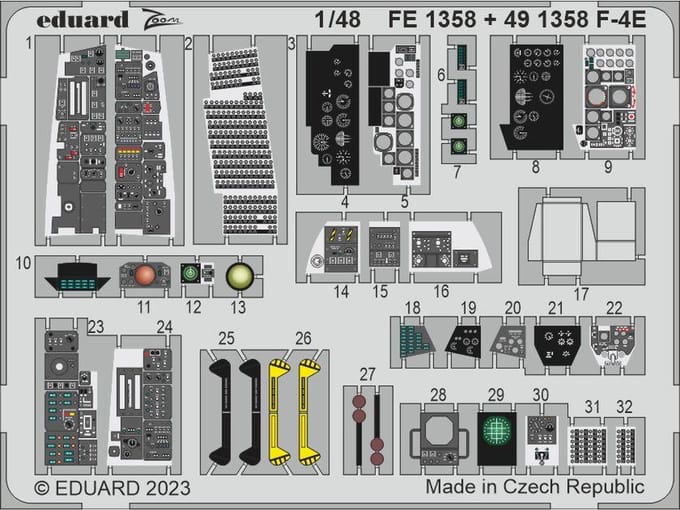 Eduard Modelbouwdecoratie - FE1358 Accessoires for F-4E - MENG Photo-etch