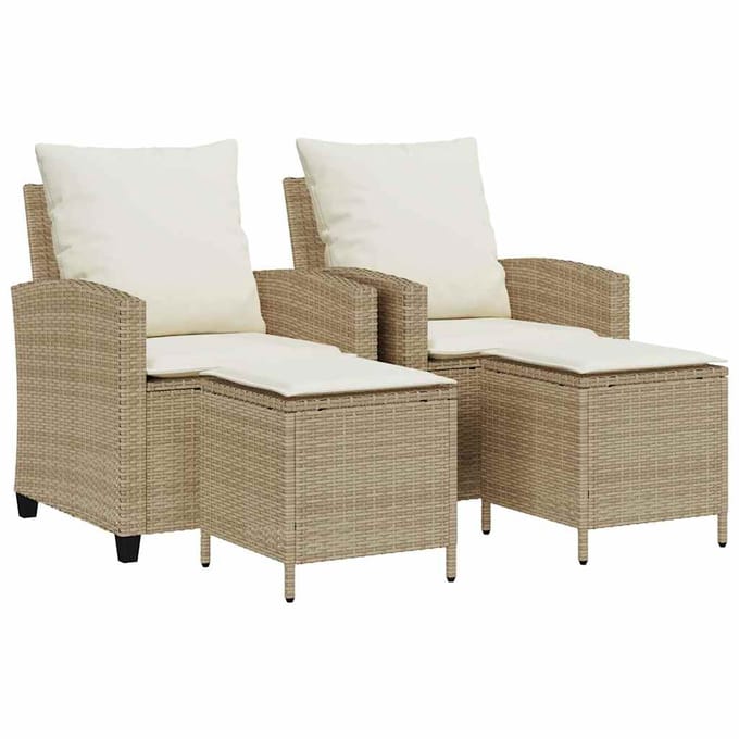 vidaXL - 4-delige - tuinbankset - met - kussens - beige - polyrotan