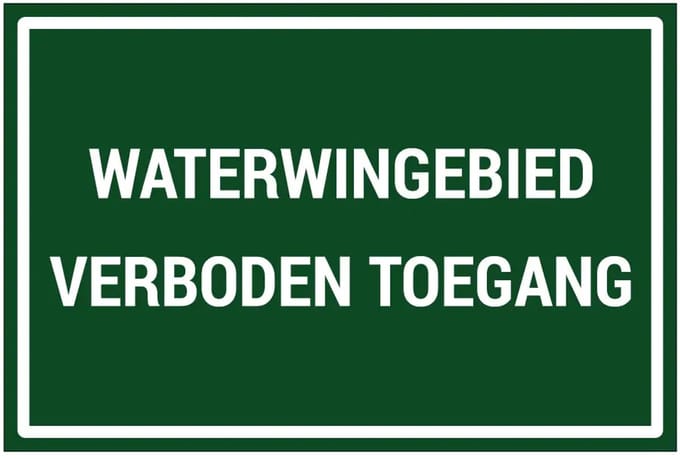 Waterwingebied verboden toegang sticker | 45 x 30 cm