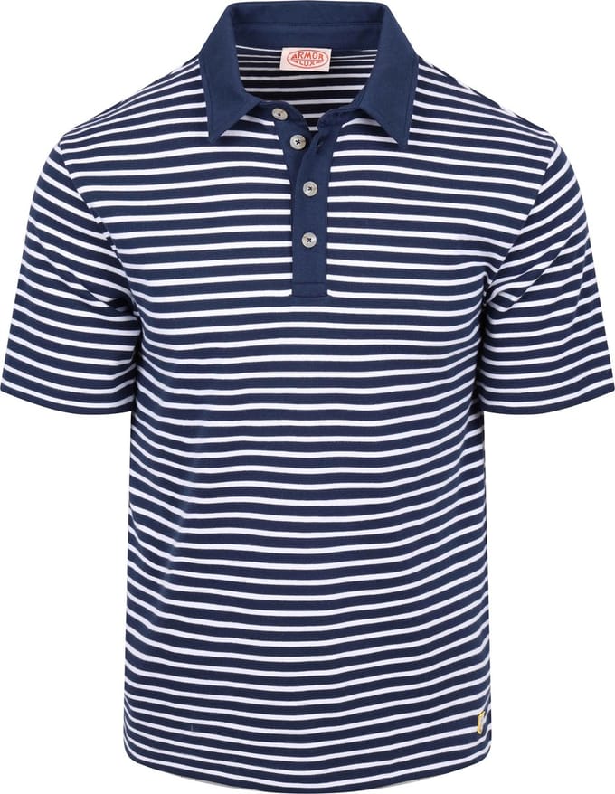 Armor-Lux Poloshirt Strepen Donkerblauw (navy) - Maat M - Heren