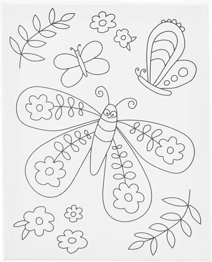 Creativ Company Schildercanvas met print Grote Vlinder 24x30 cm