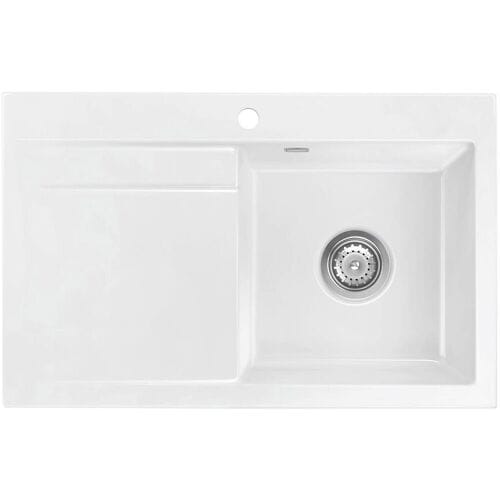 Systemceram Keradomo Stema 80 built-in sink right with excenter operation, incl. tap hole 505402-12