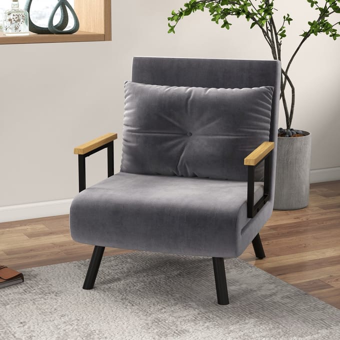 MODFU - Slaapfauteuil - Met Bedfunctie En Verstelbare Rugleuning - Staal - Donkergrijs