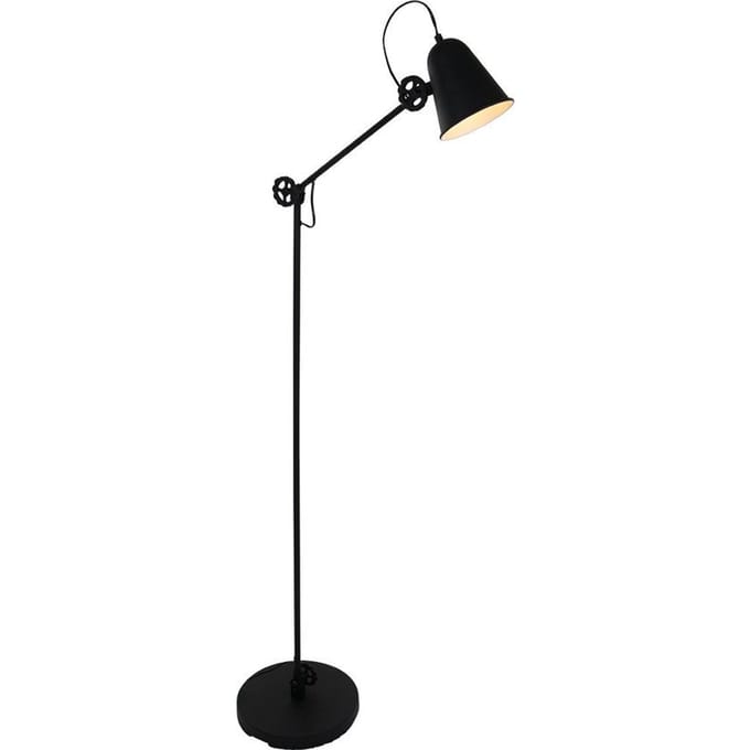 Zwarte Vloerlamp Dolphin 1325ZW met E27 fitting - Retro, Verstelbaar van 116 tot 160 cm, Gemaakt van Kunststof en Metaal - Anne Light