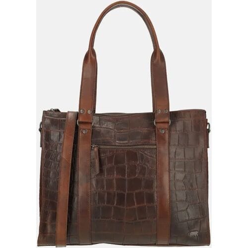 Bear Design Aurelia Leren Croco Laptoptas - 15,6 inch - Bruin