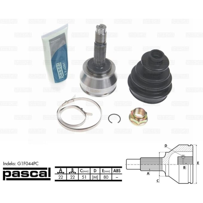 Homokineet reparatie set, aandrijfas PASCAL G1F044PC
