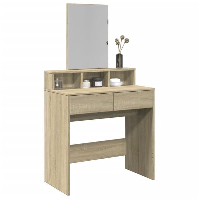 vidaXL - Kaptafel - met - spiegel - 80x41x144,5 - cm - sonoma - eikenkleurig