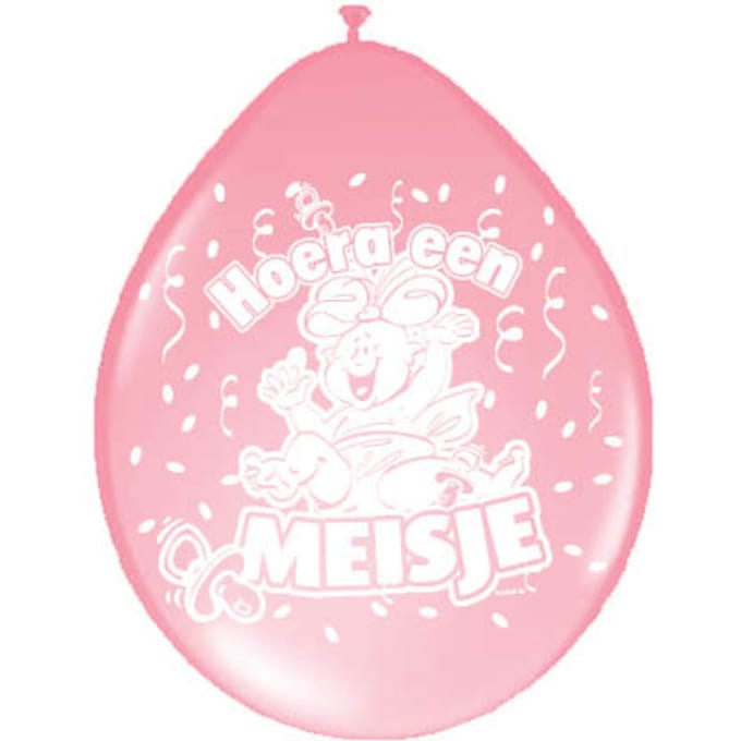 Geboorte Ballonnen Hoera een Meisje - 8 stuks