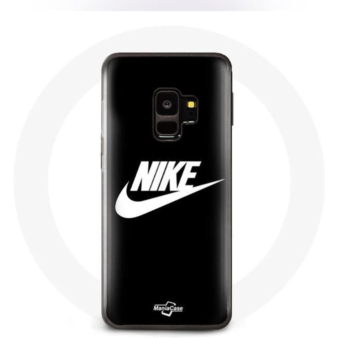 Coque pour Samsung Galaxy S9 plus Nike Logo blanc fond Noir