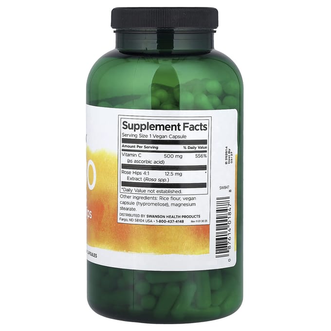 C-500, Vitamine C met Rozenbottel, Plantaardige Capsules 400