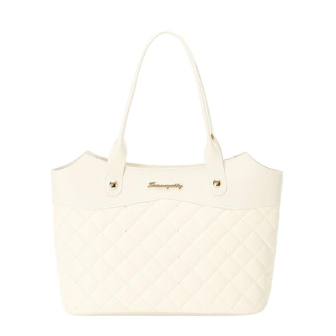 Sac Cabas Shopping à Une Épaule Brodé Sac à Main Tendance pour Dames white
