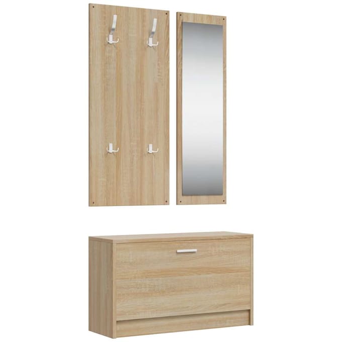 vidaXL - 3-in-1 - schoenenkastset - Sonoma - eiken - bewerkt - hout