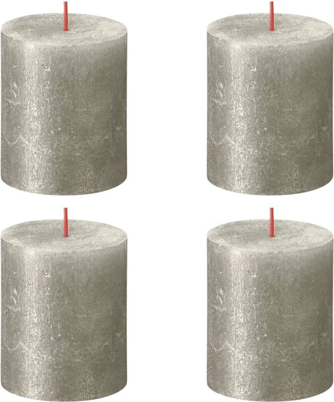 Bolsius Stompkaarsen Shimmer 4 st rustiek 80x68 mm champagnekleurig
