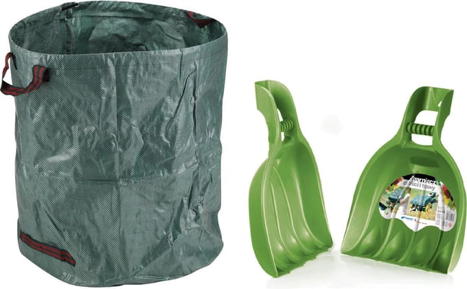 Prosperplast - bladgrijpers/handharken set met tuinafvalzak 272L tuinafval/bladeren