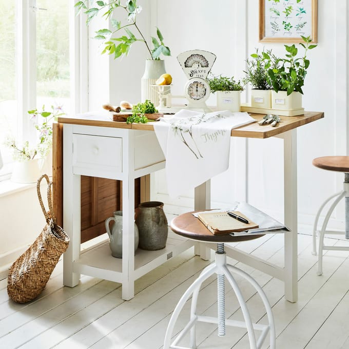 LOBERON Tafel Dale antiekwit/bruin