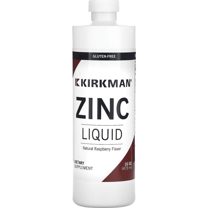 Kirkman Labs, Zinc Liquide, Framboise Naturelle, 16 oz (473ml)