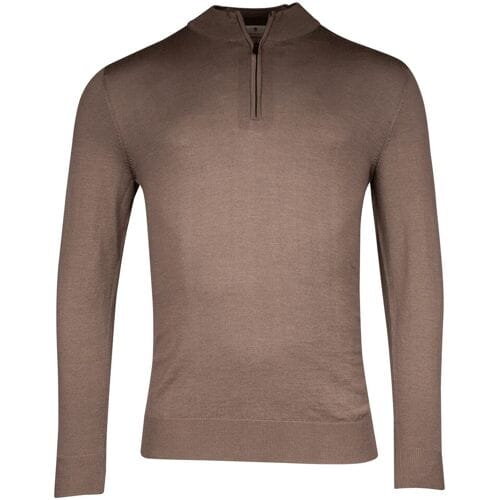 Thomas Maine Trui Merino Half Zip Single Knit Taupe / male