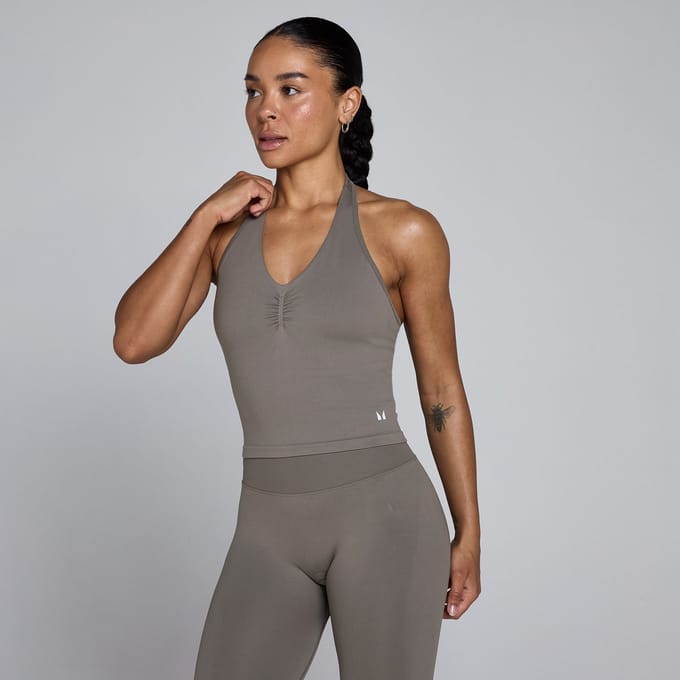 MP Dames Tempo Naadloze Halternek Top - Dark Truffle - M