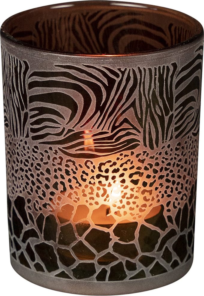 Theelichthouder safari mix bruin medium 12cm*