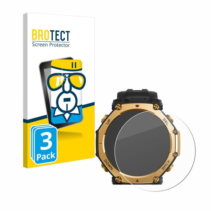 BROTECT - Glas Screenprotector voor Huami Amazfit T-Rex 3 Pro (48 mm) - Gehard Beschermglas 9H 3 Stuks