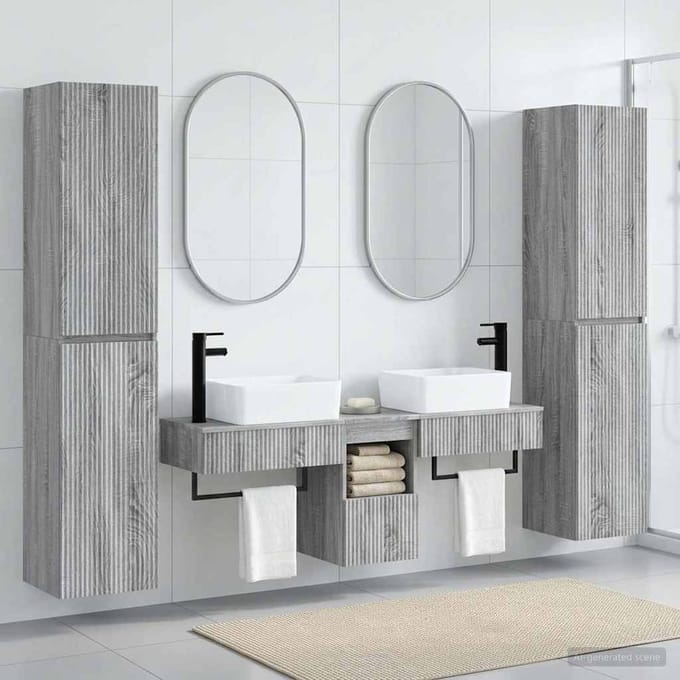 vidaXL - Badkamerkast - set - 5 - st - Grijs - Sonoma - 33 - x - 34,5 - x - 160 - cm