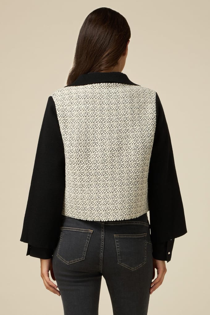 Oltre Wool Blend Knit Boxy Jacket Black Taglia: S | Blazers Outlet | Donna | Nero