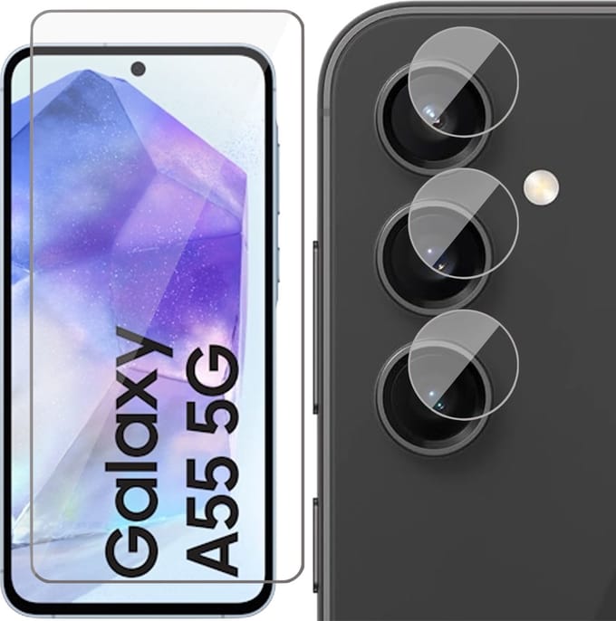 Screenprotector & Camera geschikt voor Samsung Galaxy A55 - Glas
