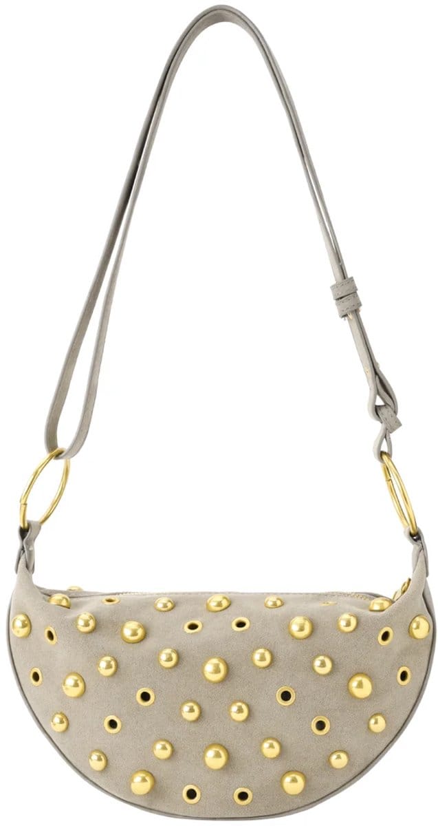 Dames Handtas Grijs – Schoudertas met Gouden Studs – Dames Tas – Damessieraden & Sieraden Accessoire