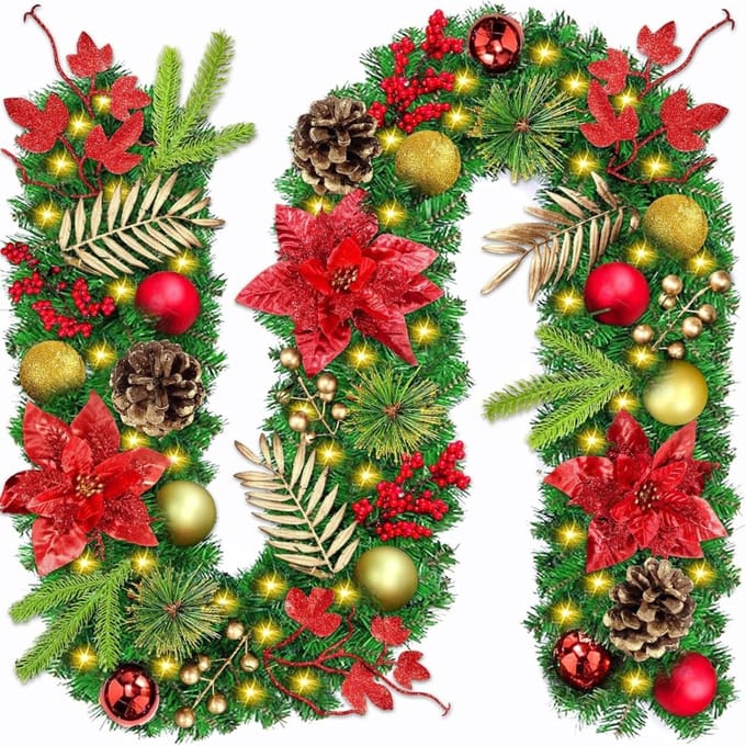 VH Supplies® Kerstslinger met Verlichting - Kerstslinger - Kerstversiering - 270cm