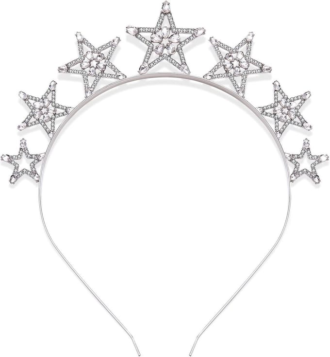 Glitter Ster Hoofdband Strass Tiara Kroon voor Bruiloft en Feestjes