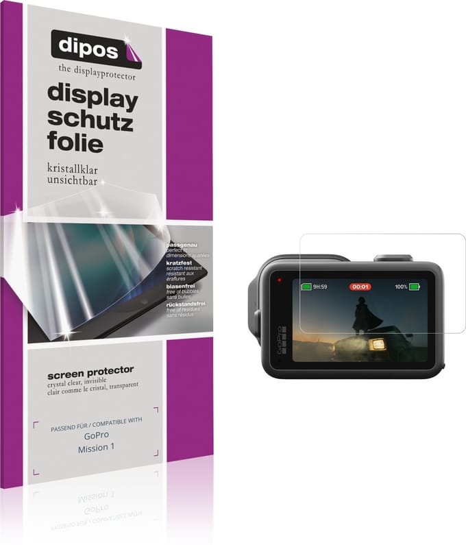 dipos – 4x Beschermfolie geschikt voor GoPro Mission 1 | Krasbestendige & heldere Screenprotector Ultra-Thin