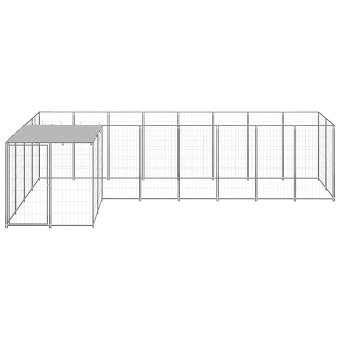 vidaXL Hondenkennel 6,05 m² staal zilverkleurig