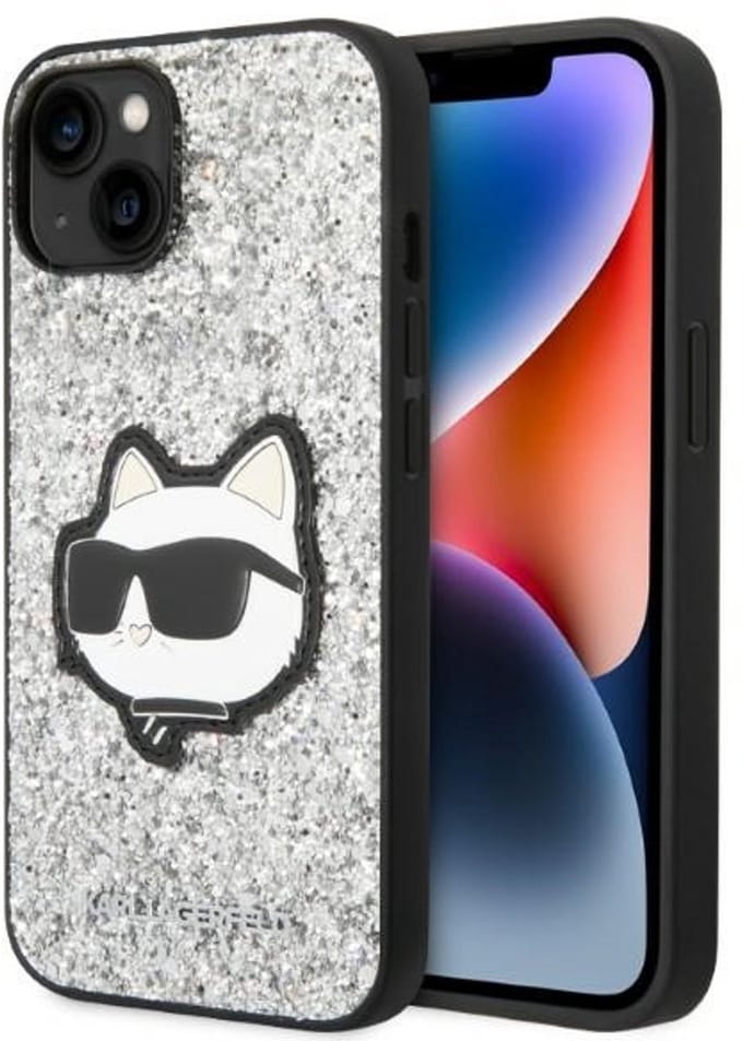 Karl - Lagerfeld - KLHCP14MG2CPS iPhone - 14 - Plus - 6.7 - zilver/zilver - hardcase - Glitter - Choupette - Patch