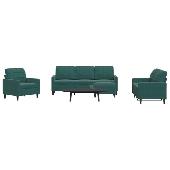 vidaXL - 4-delige - Loungeset - met - kussens - fluweel - donkergroen