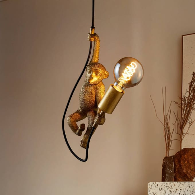 Lucide EXTRAVAGANZA CHIMP - Hanglamp - Ø 17,6 cm - 1xE27 - Zwart
