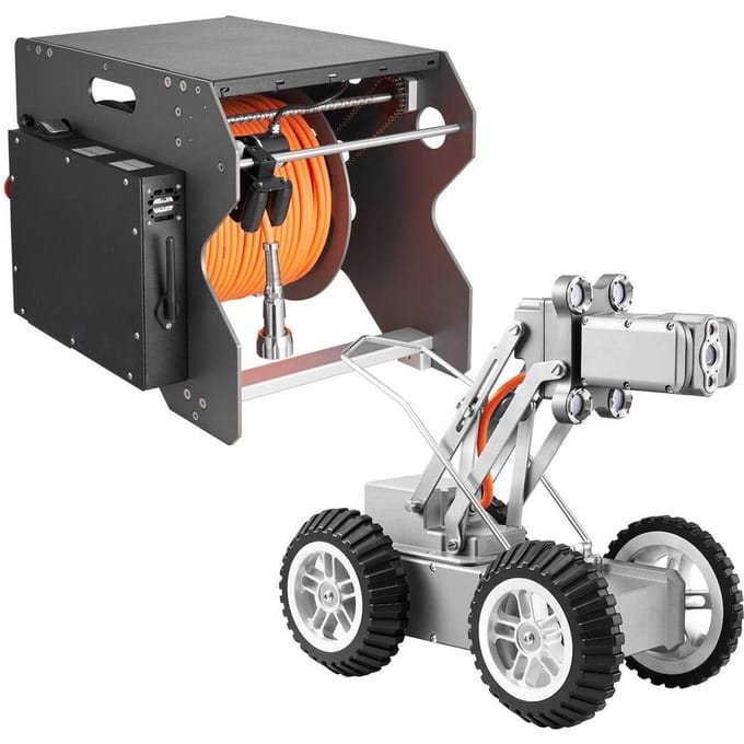 Rioolbuis Inspectie Robot, 197FT/60m Pijpleiding Detectie Kruipende Robot met 2MP Voor-/Achtercamera & Touchscreen Tablet, IP68 Rioolcamera met