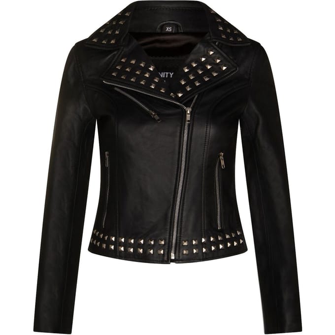 Gothic leren bikerjack voor dames met studs-Bilbao