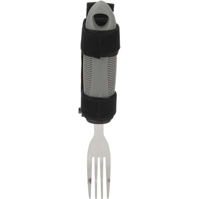 Fourchette Adaptative Ustensiles Manchette Main Aides à Manger Acier Inoxydable Fourchette pour Handicapés pour Alzheimer AVC black