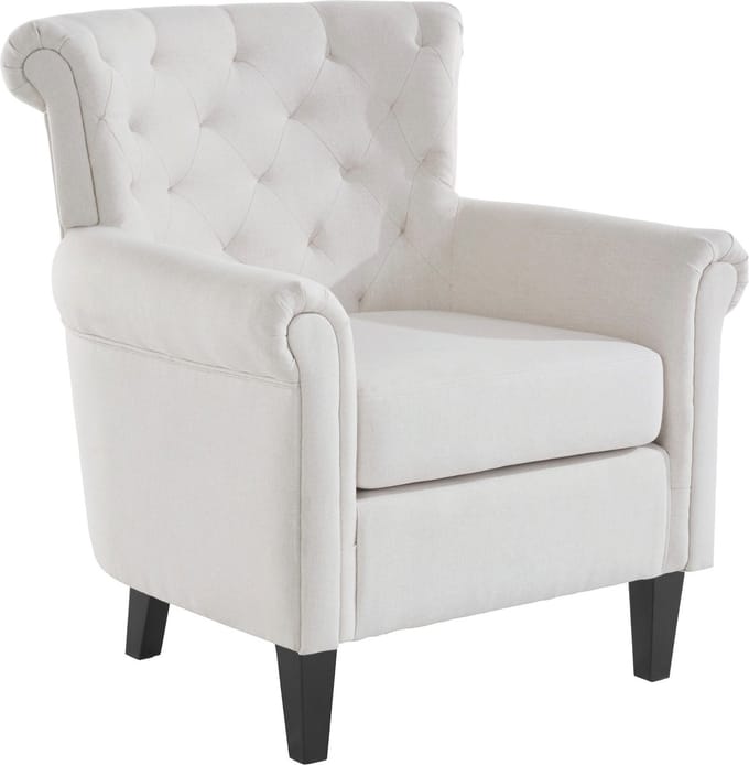 Cooper - Gestoffeerde Accent Stoel in CrÃƒÂ¨me Stof (92 x 82 x 80 cm)