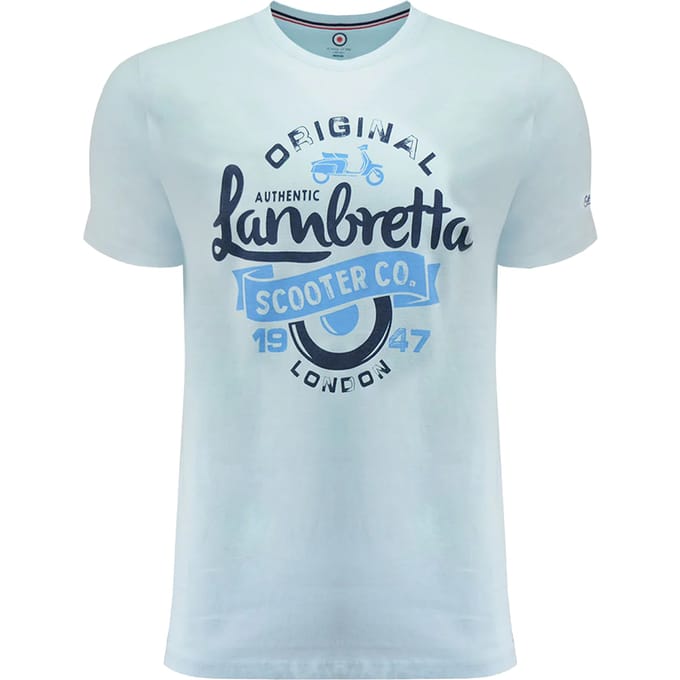 Lambretta Heren Scooter Groot & Lang T-Shirt (Koel Blauw)