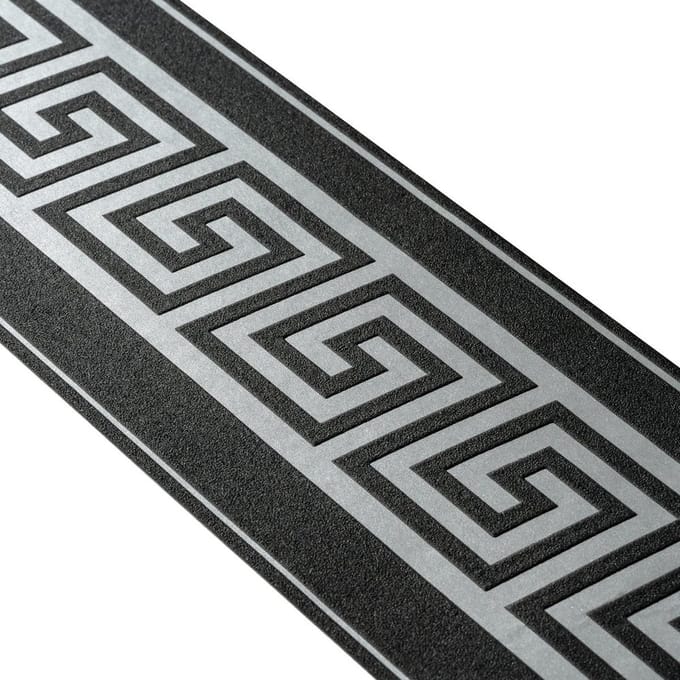 GRIEKSE SLEUTEL BEHANGRAND | Zelfklevend - zwart zilver - A.S. Création Only Borders 11