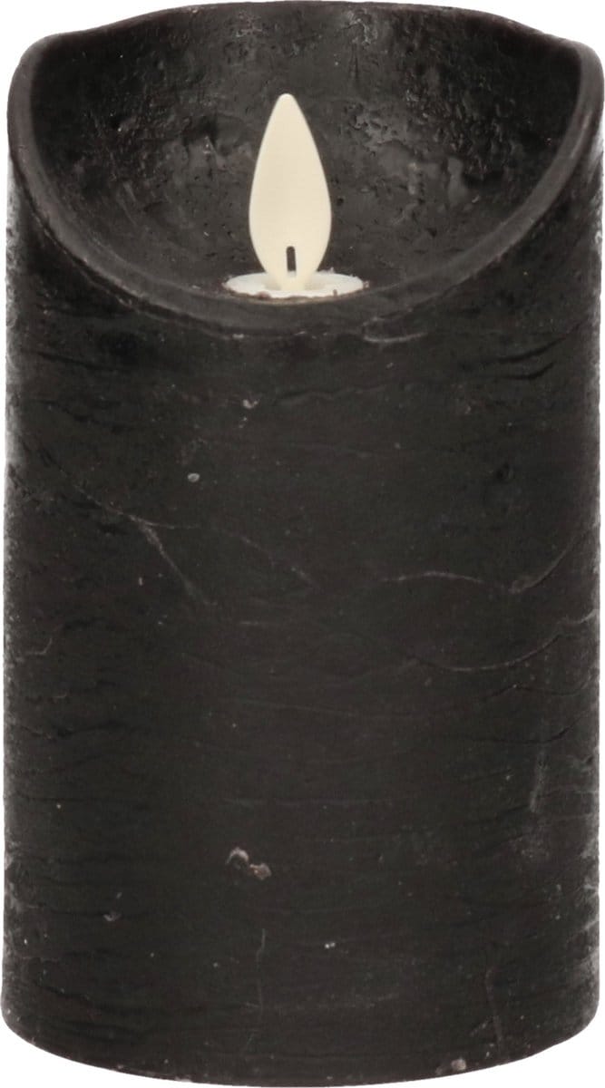 Anna's Collection Led kaars/stompkaars - zwart - H12,5 x D7,5 cm - wax - bewegende vlam