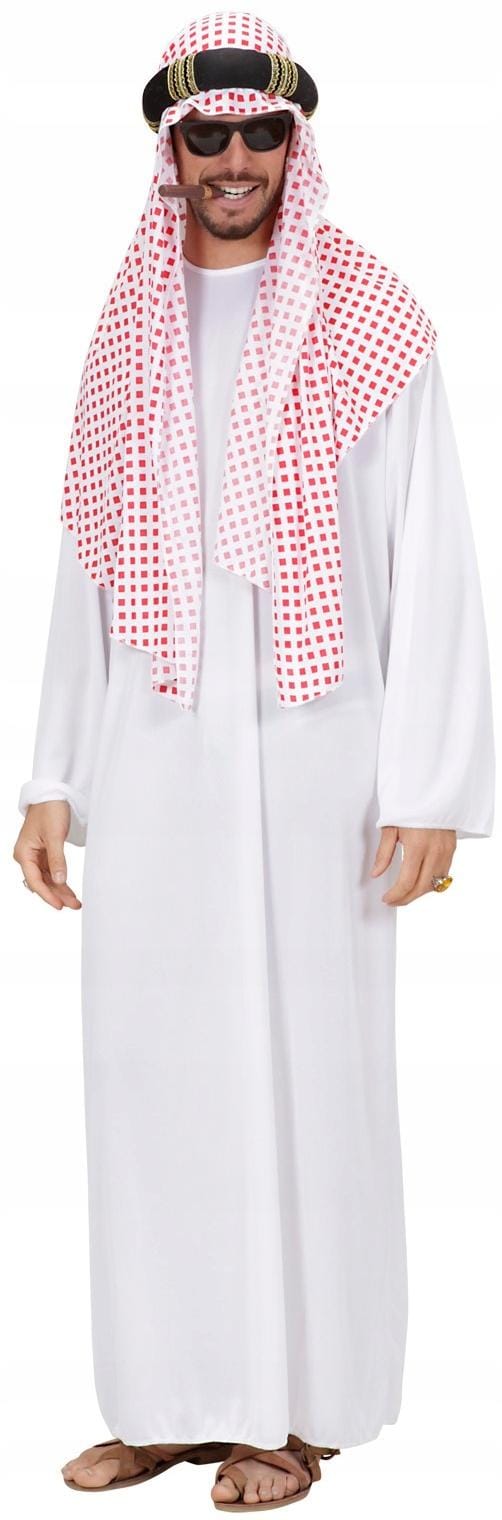 Costume Déguisement Cheikh Pétrolier Prince Arabe Arabe Riche Carnaval Bal, M/L white