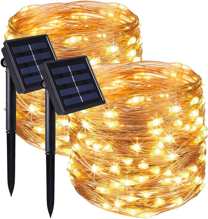 Set van 2 lichtsnoeren op zonne-energie 200LED SKINNY