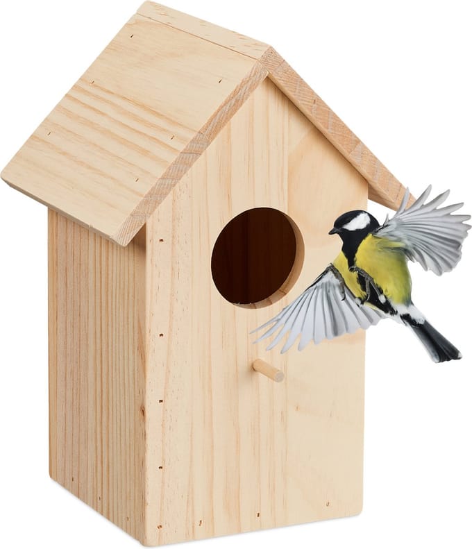 nestkast koolmees - met klep - onbehandeld hout - hangend - invliegopening 5 cm
