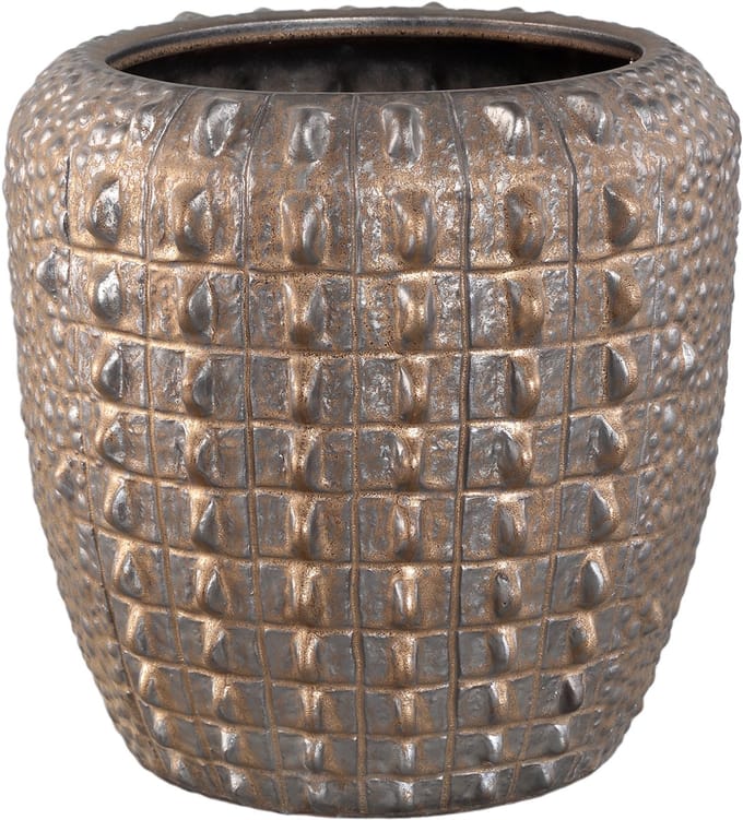 PTMD Crocco Bronze Ceramic Round Pot Croco Pattern L