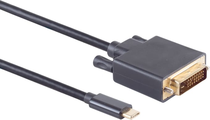Powteq Premium - 3 meter - USB C naar DVI-D kabel - 4K 30 Hz - DVI 24+1 pins - Gold-plated - Alt mode USB C